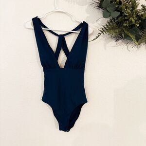 Summersalt The Halter Plunge One Piece Swimsuit 'Seaweed Green' $95 MSRP Size 6